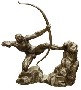 Nejdražší socha prodaná na českých aukcích. Emile Antoine Bourdelle: Hérakles napínající luk, 1909, bronz, výška 61,5 cm, délka 59 cm,  cena: 12 047 400 Kč, European Arts 21. 5. 2017  